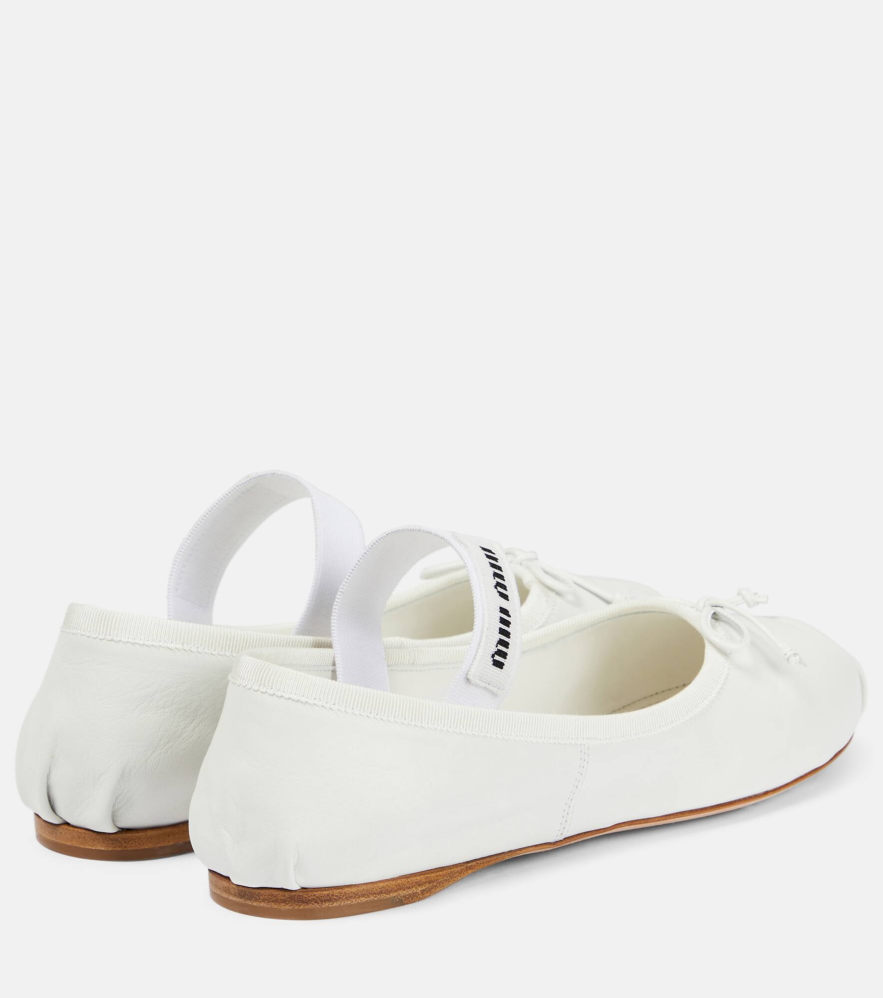 Logo leather ballet flats - 3