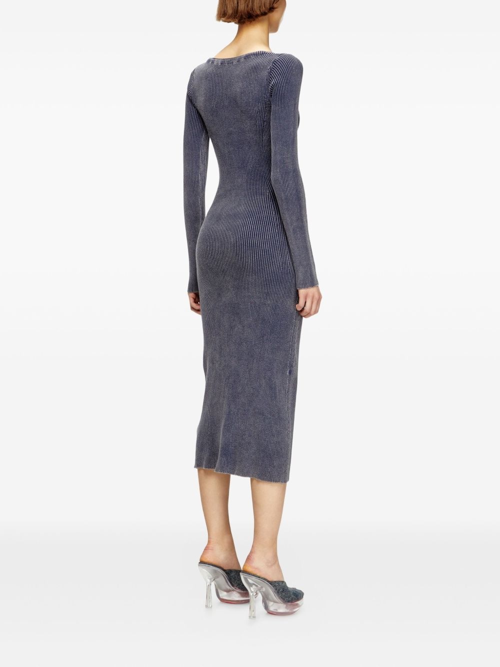 ribbed zip-front pocketed day dress - 3