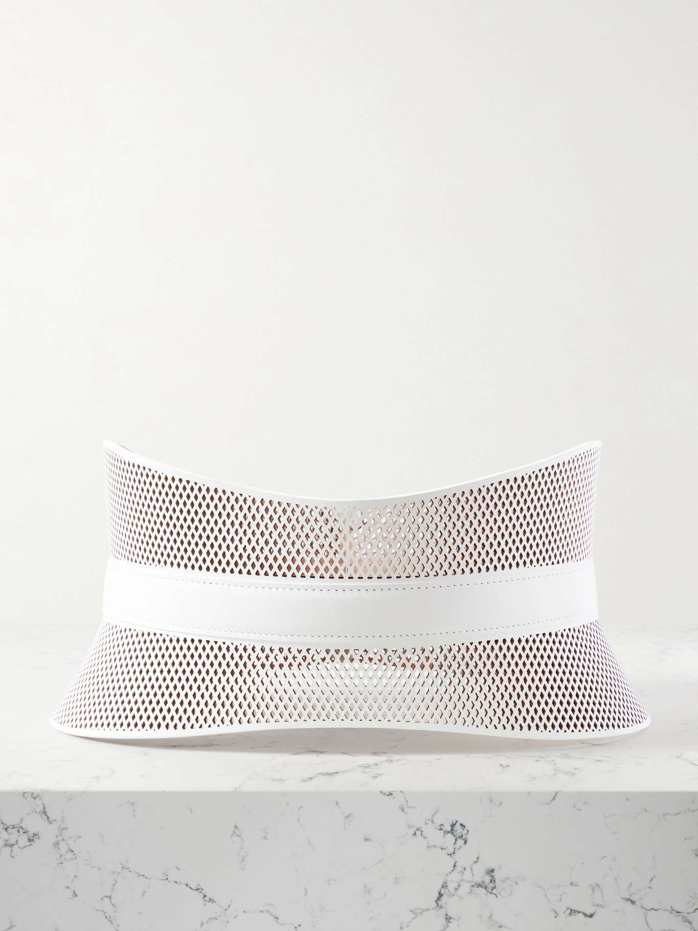 Neo Bustier laser-cut leather belt White - 3
