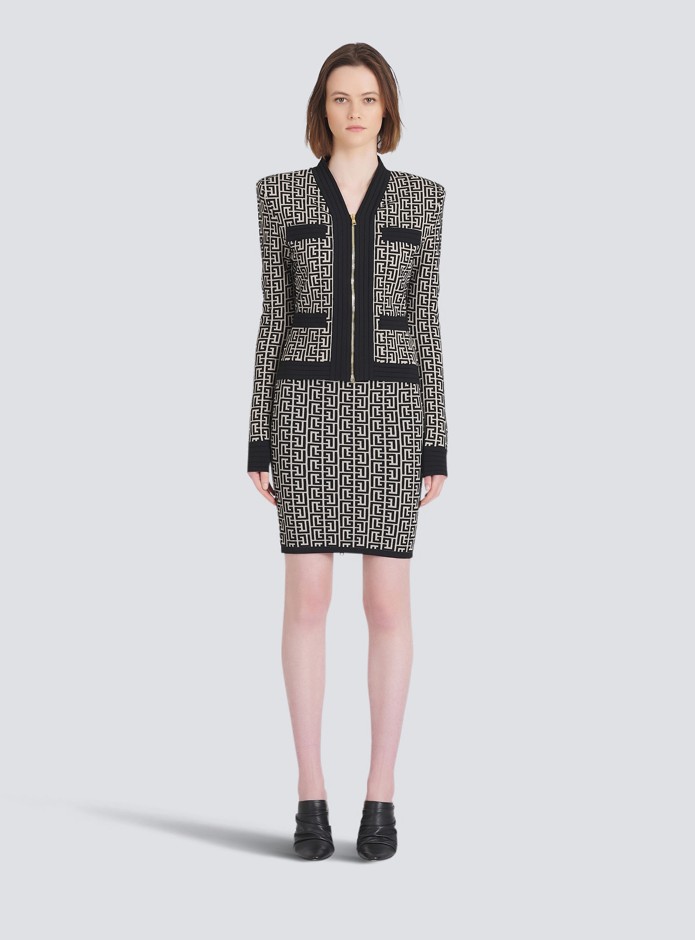 Knit cardigan with Balmain monogram - 3