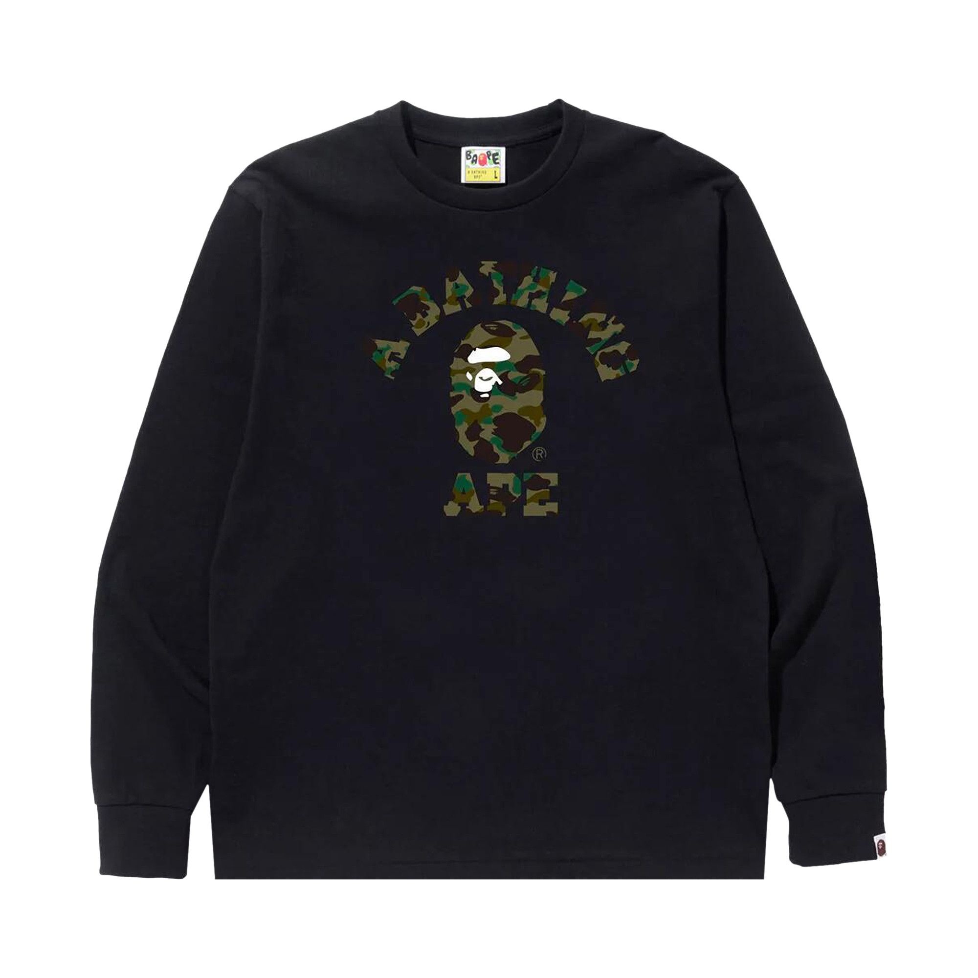 BAPE 1st Camo College Long-Sleeve Tee 'Black/Green' - 1