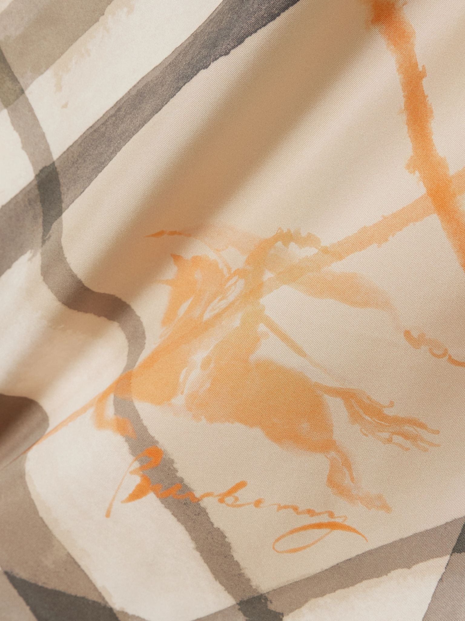 Printed silk-twill scarf Beige - 3