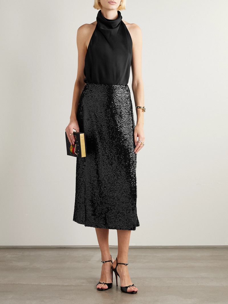EMILIA WICKSTEAD Kanji Sequined Crepe Midi Skirt outlook