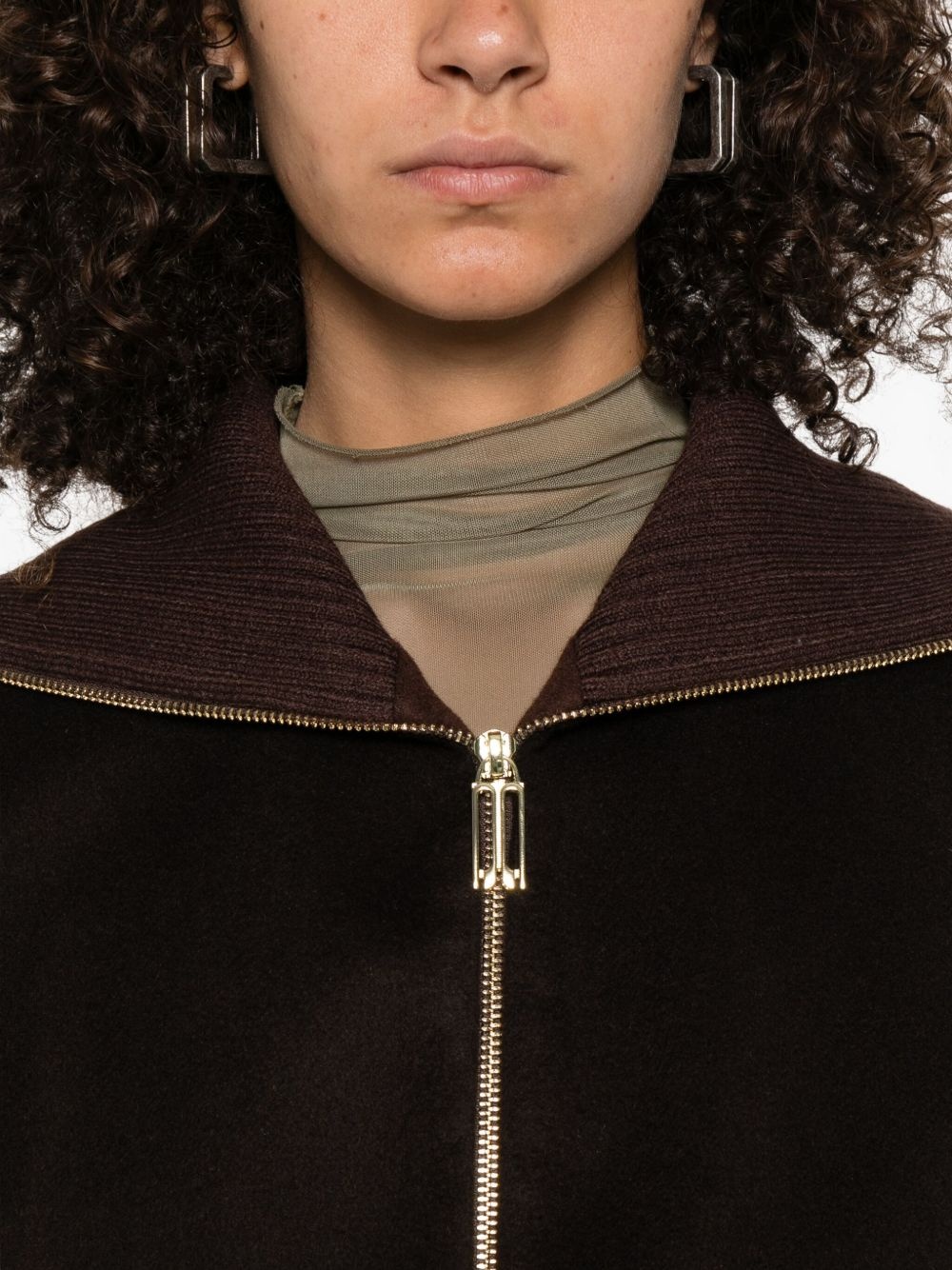 high-neck zip-front jacket - 5