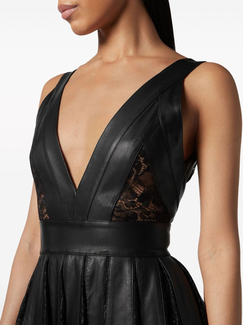 sheer-panel leather minidress 4