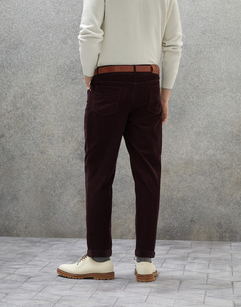Brunello Cucinelli Garment-dyed Italian fit five-pocket trousers in cotton narrow wale corduroy outlook