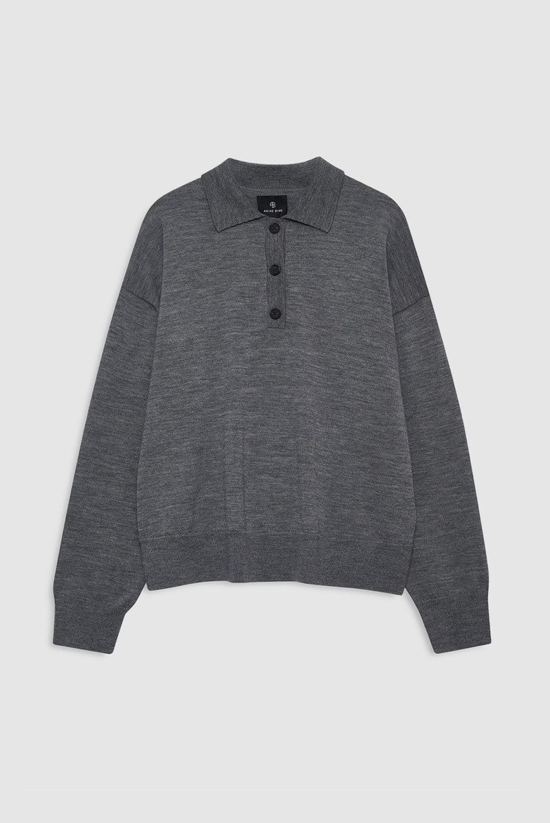 Lee Polo Sweater - Medium Heather Grey - 1