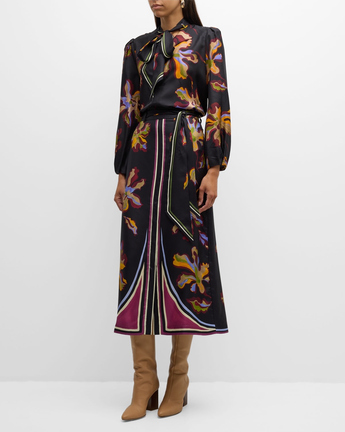 Floral Seduction Printed A-Line Midi Skirt - 3