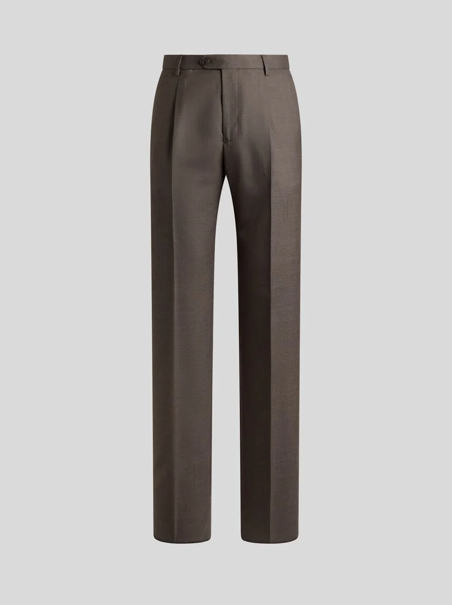 WOOL-BLEND FLANNEL TROUSERS WITH CREASE DETAIL - 1