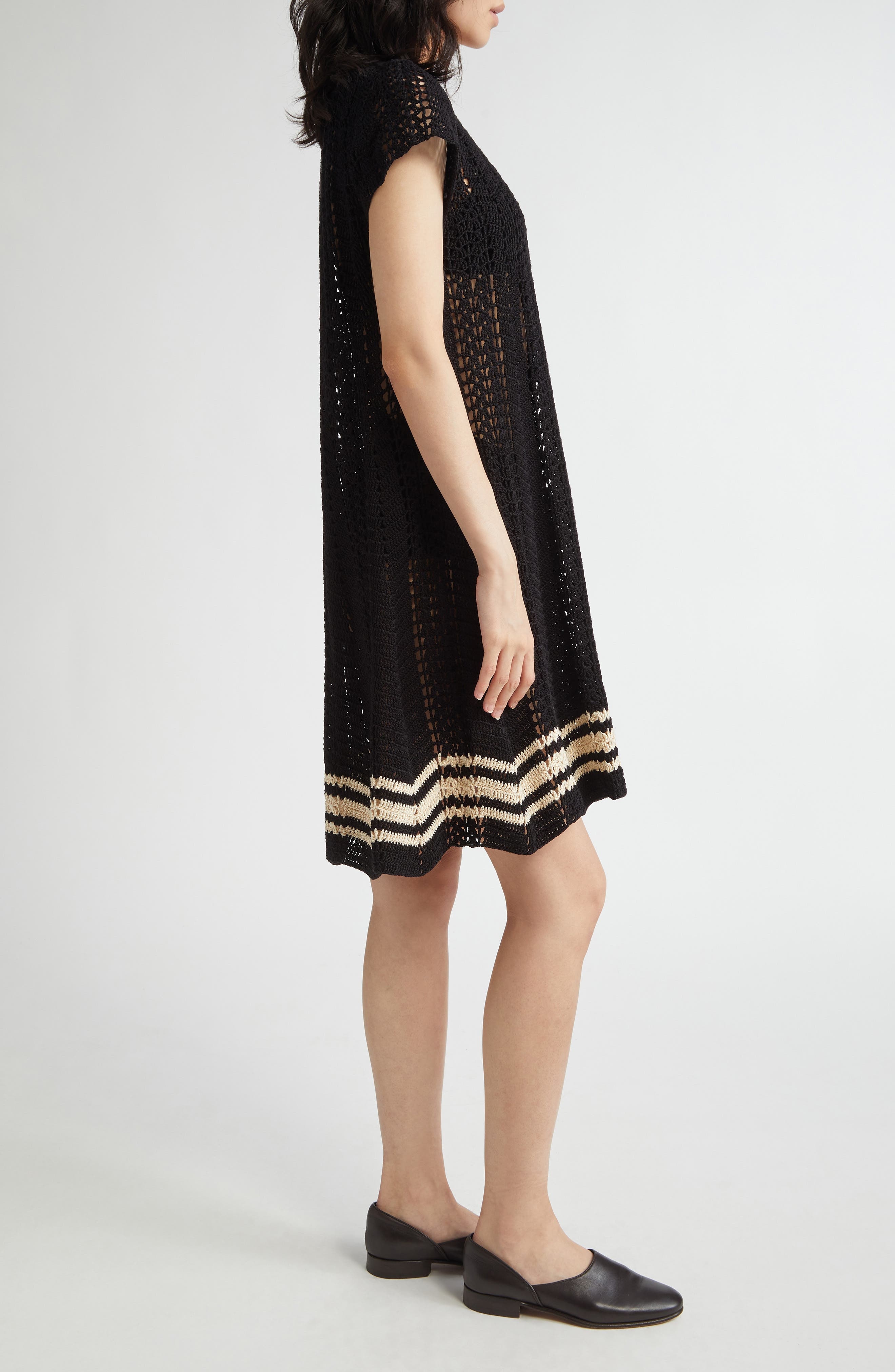 Bode Duxberry Crochet Cotton Minidress in Black at Nordstrom - 3