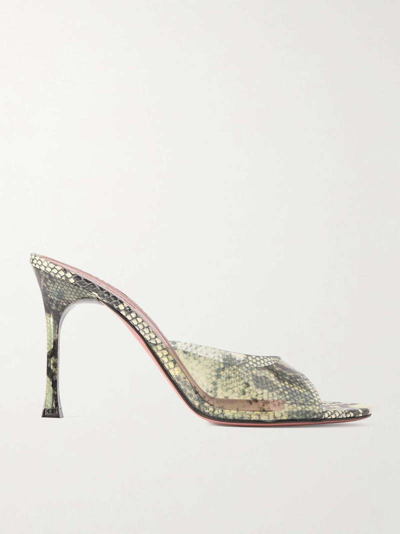 Alexa snake-print PVC mules - 1