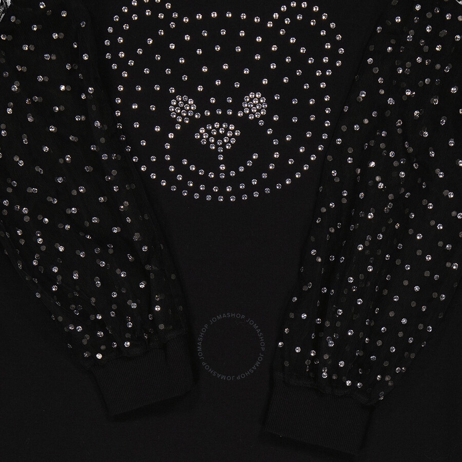 Moschino Ladies Black Crystal Teddy Mesh Dress - 7