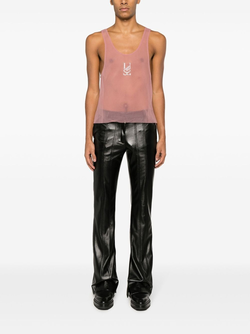 LUDOVIC DE SAINT SERNIN rhinestone-embellished sheer tank top outlook