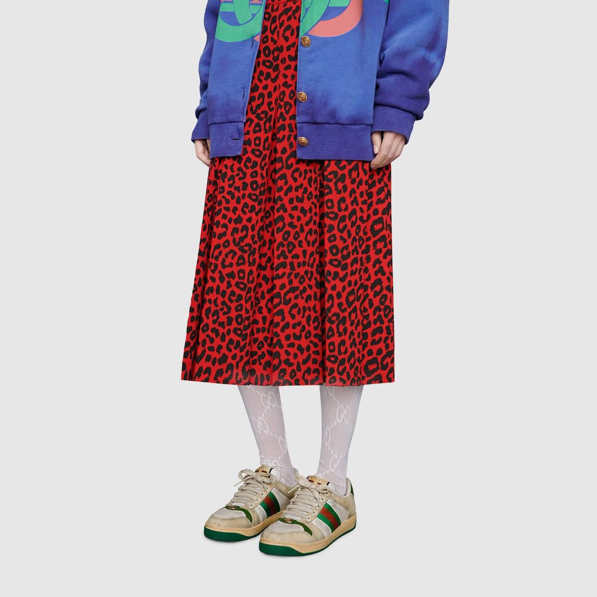 Gucci Screener Web Leather Sneakers - 4