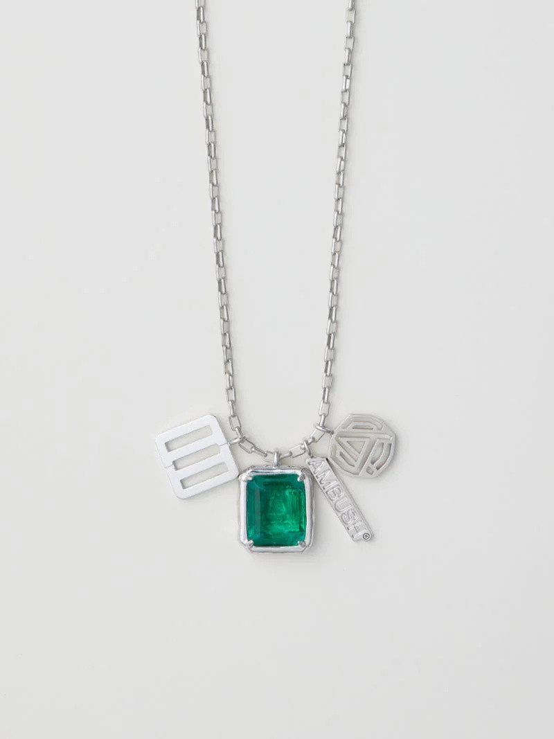 SQUARE CUT STONE CHARMS NECKLACE 1