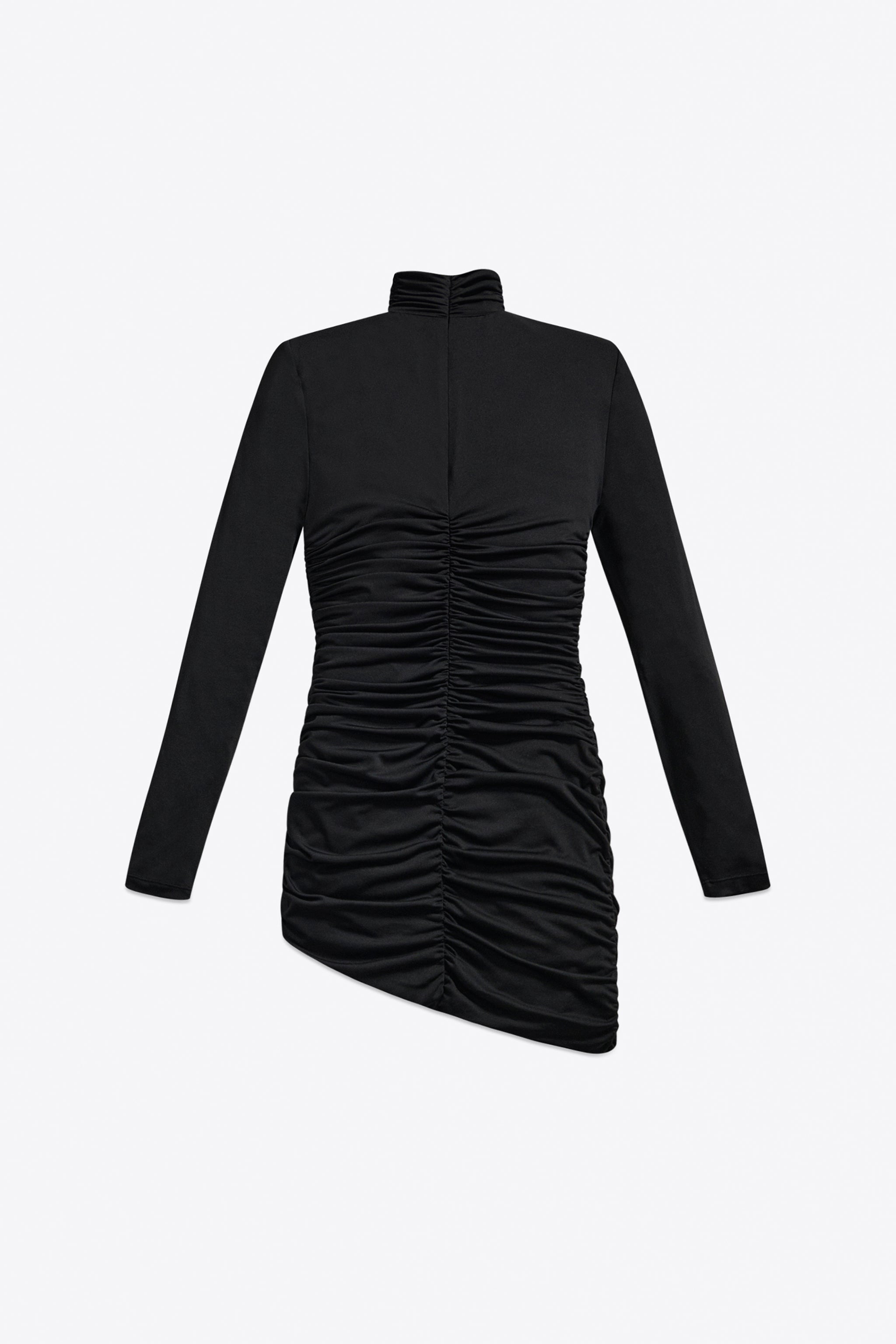 CRYSTAL CLUSTER DRAPED LONG SLEEVE MINI DRESS - 2