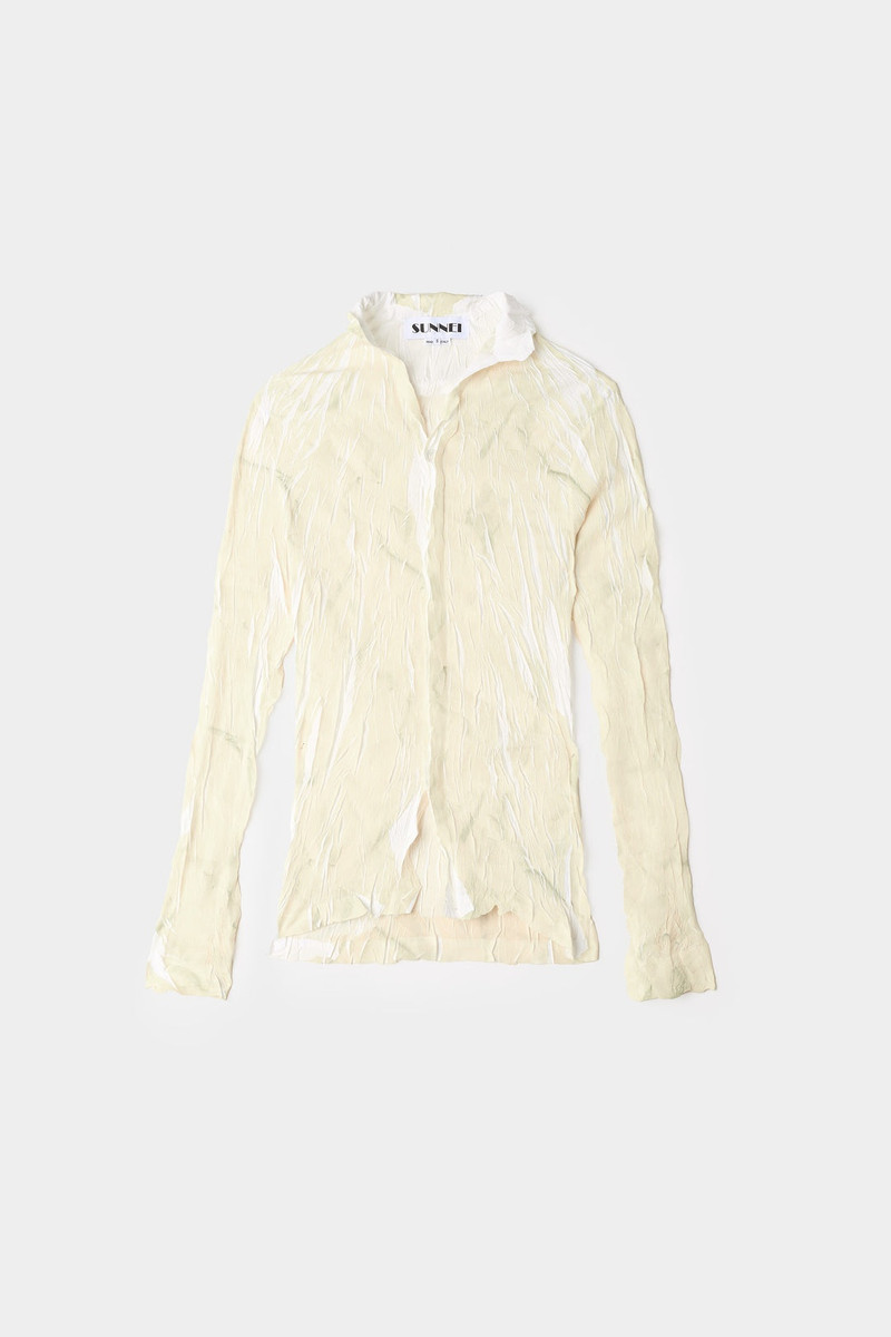 WRINKLED PRINT OVER SHIRT / beige 1