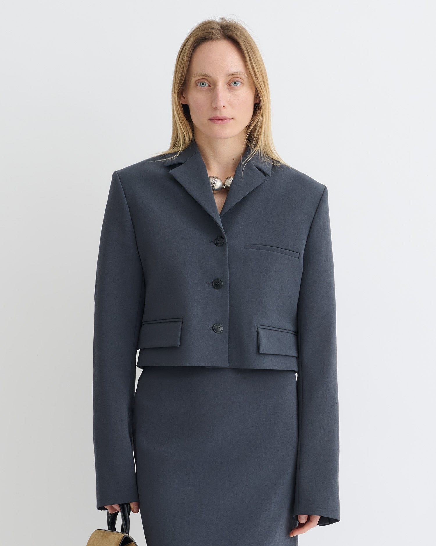 Cropped Paper Jersey Blazer - 3