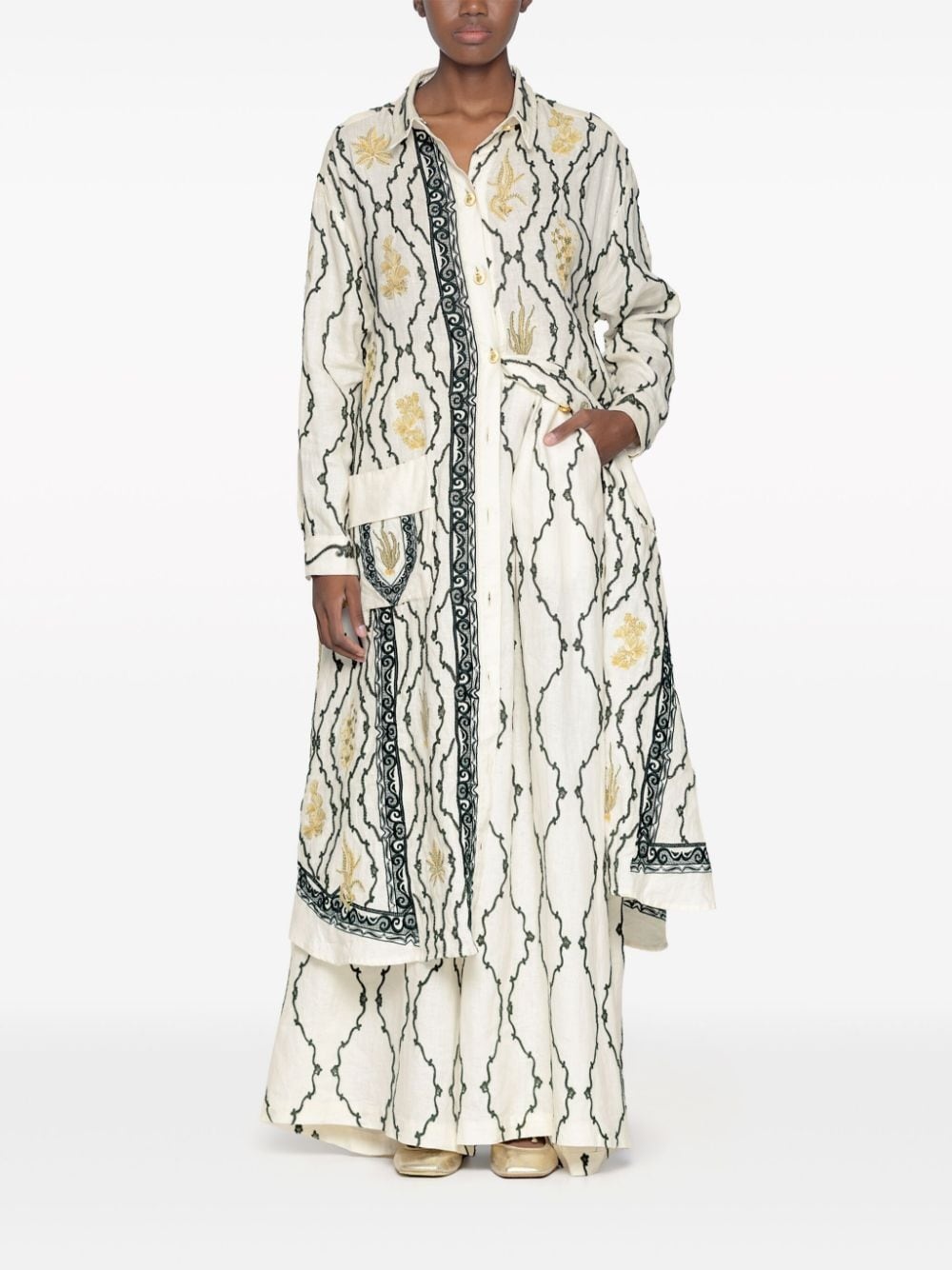 Marea Calado embroidered-design palazzo trousers - 3