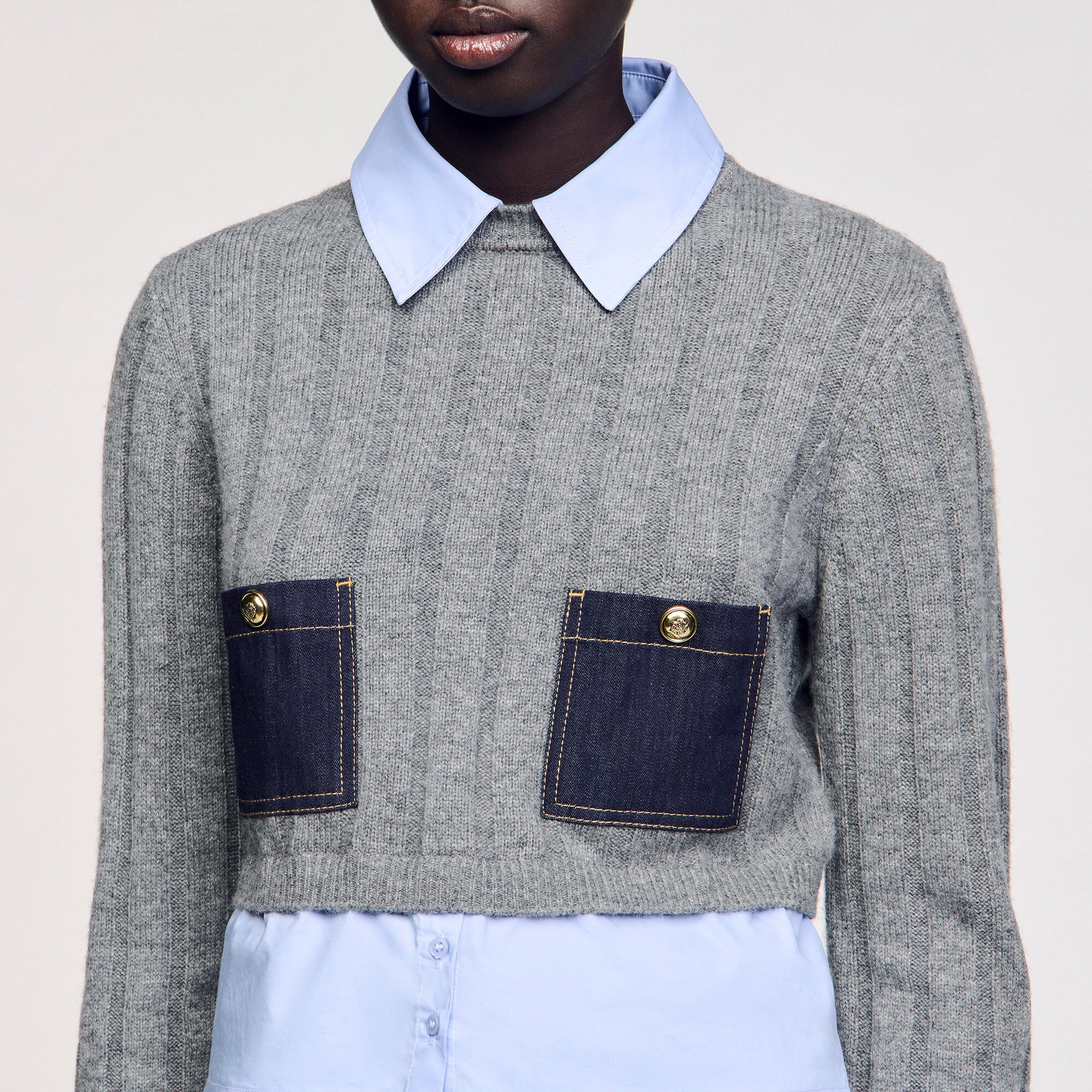 CROPPED WOOL AND CASHMERE SWEATER - 3