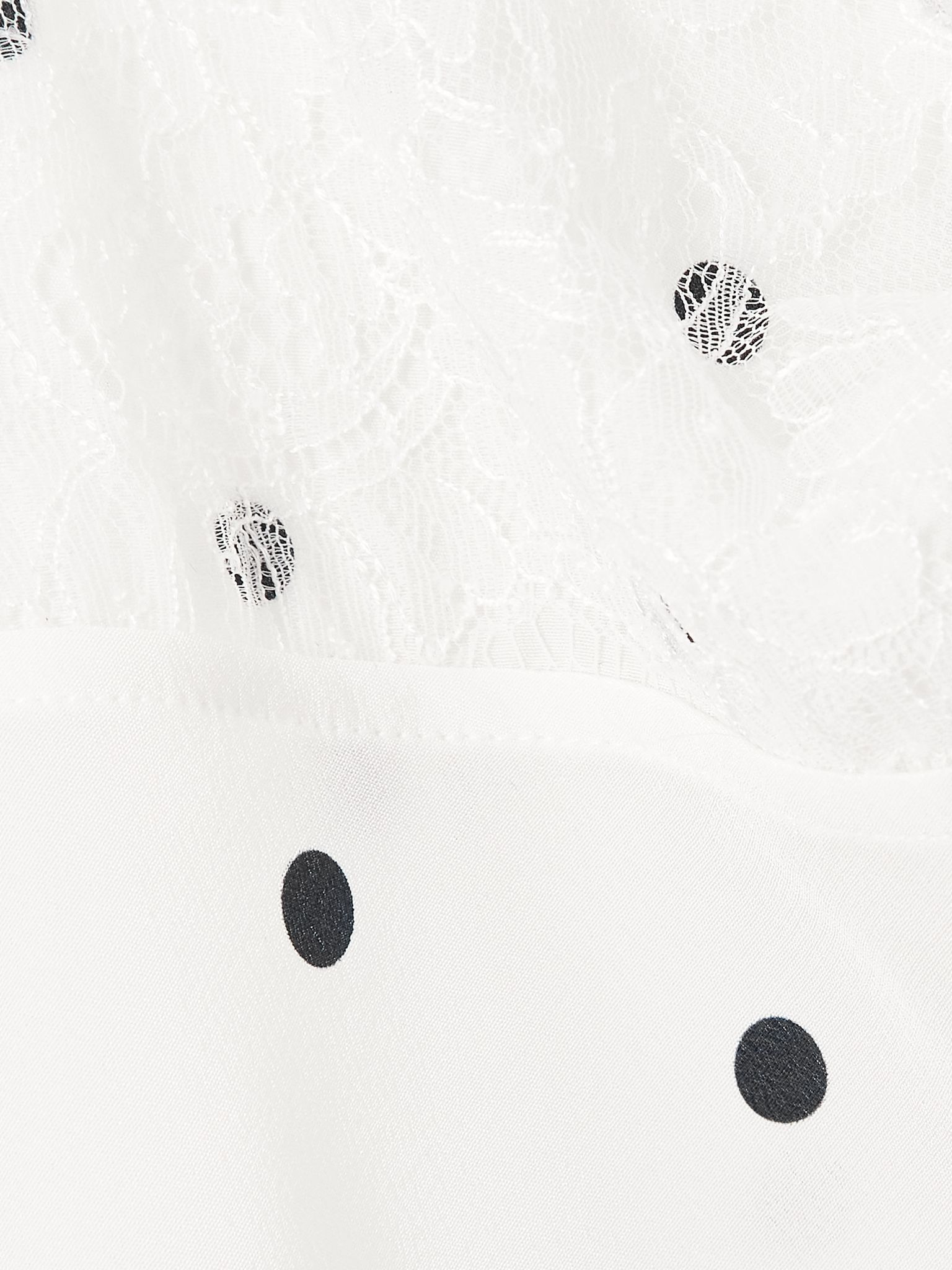 Bow-embellished lace-trimmed flocked polka-dot silk-georgette top White - 4