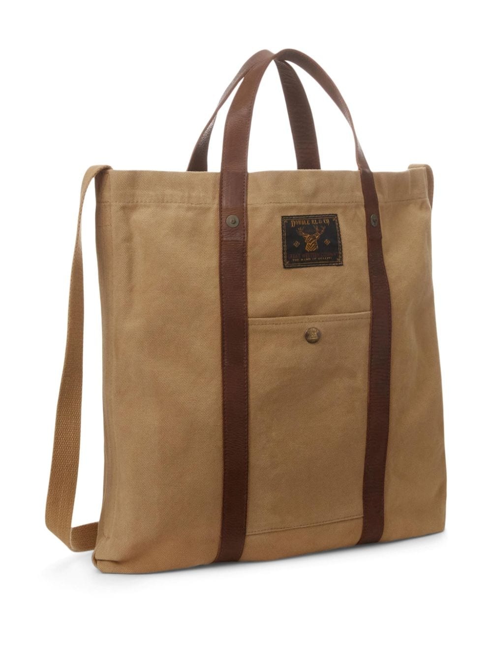 leather-trim canvas tote bag - 3