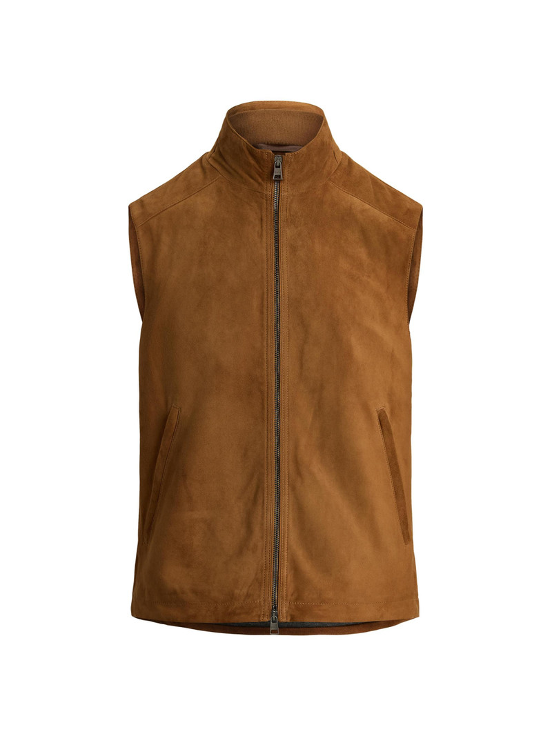 Men's Classic Suede Double-Zip Vest - Cafe Brown 1