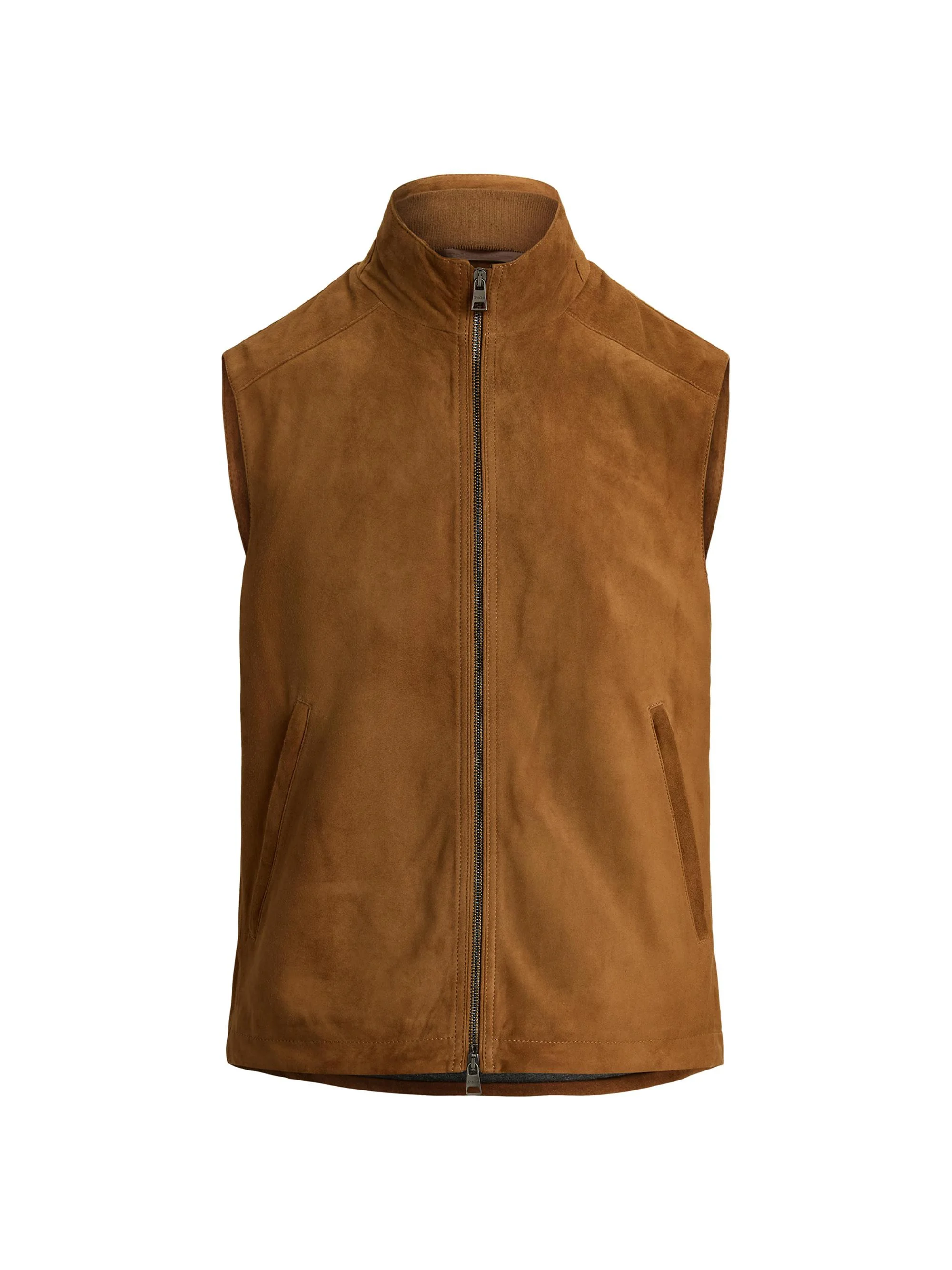 Men's Classic Suede Double-Zip Vest - Cafe Brown - 1