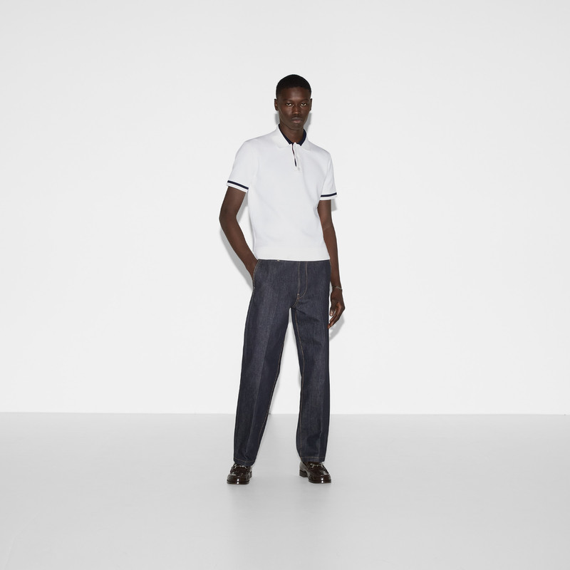 GUCCI Knit cotton polo shirt with intarsia outlook