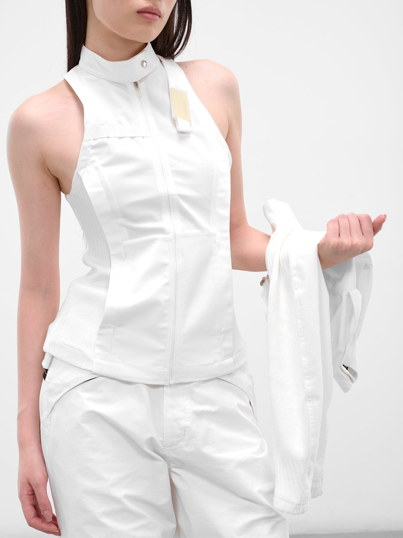 White Double Layered Moto Jacket 5