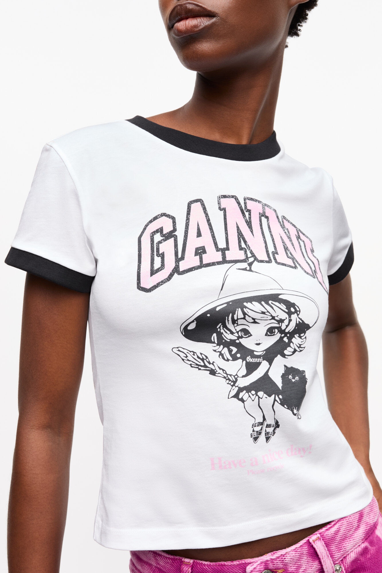 WHITE BASIC JERSEY WITCH SMALL T-SHIRT - 5