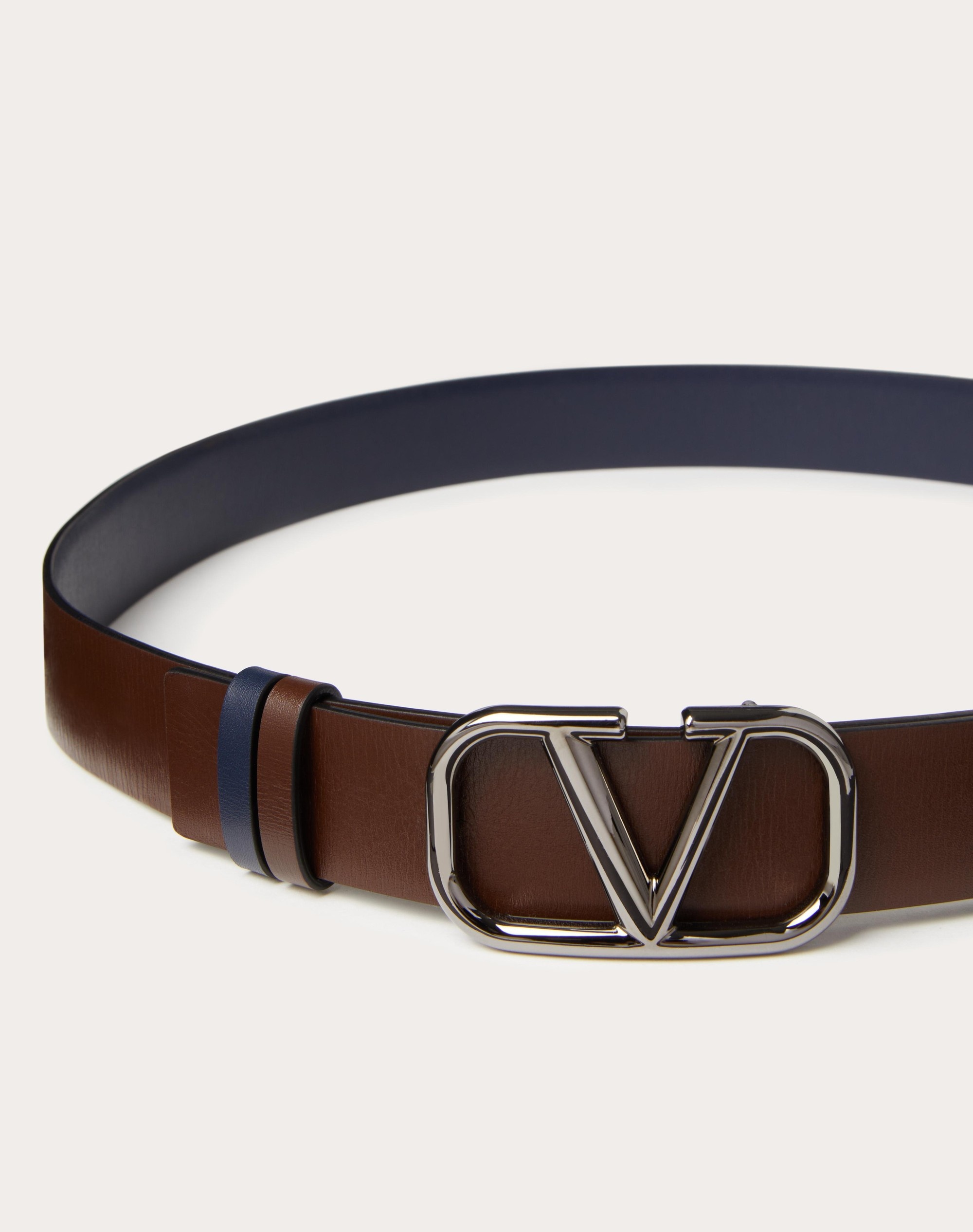 Reversible Vlogo Signature Belt In Grainy Calfskin 30mm for Woman