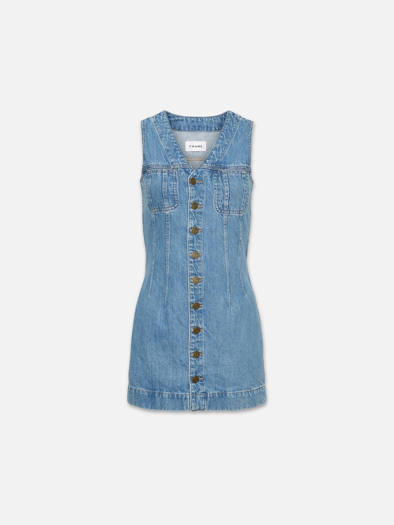 Sleeveless Trucker Pocket Dress in Delaware 1