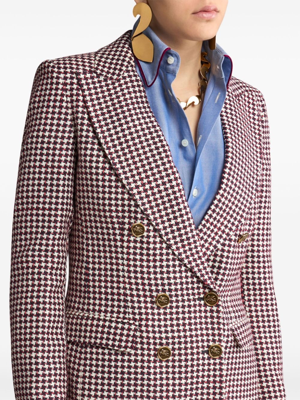 houndstooth-pattern double-breasted jacket - 5