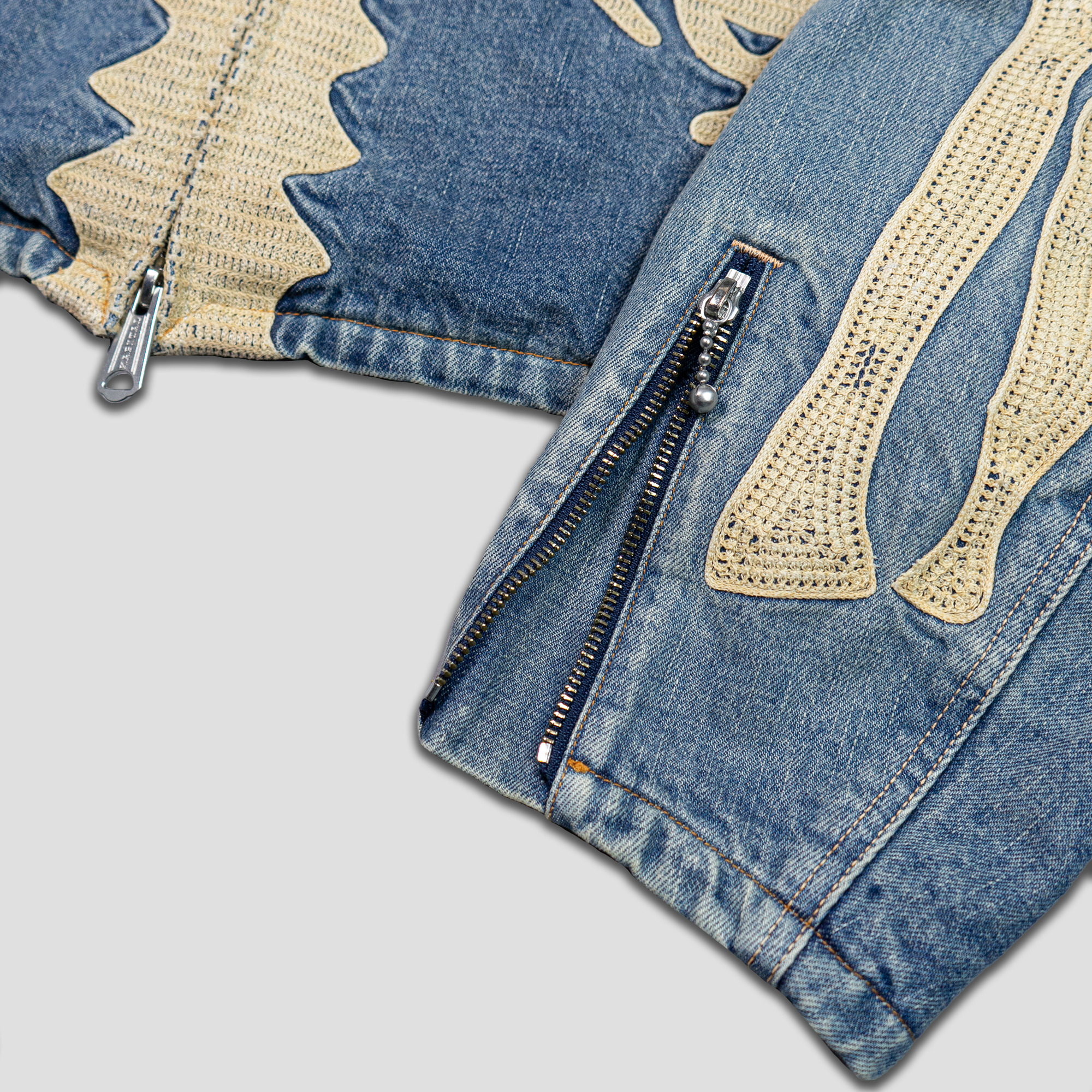 14oz DENIM MOTORCROSS JACKET (BONE) - 6