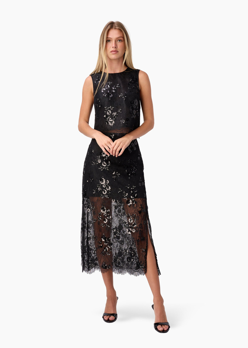 ARACELY SEQUIN LACE CROPPED TOP BLACK 3