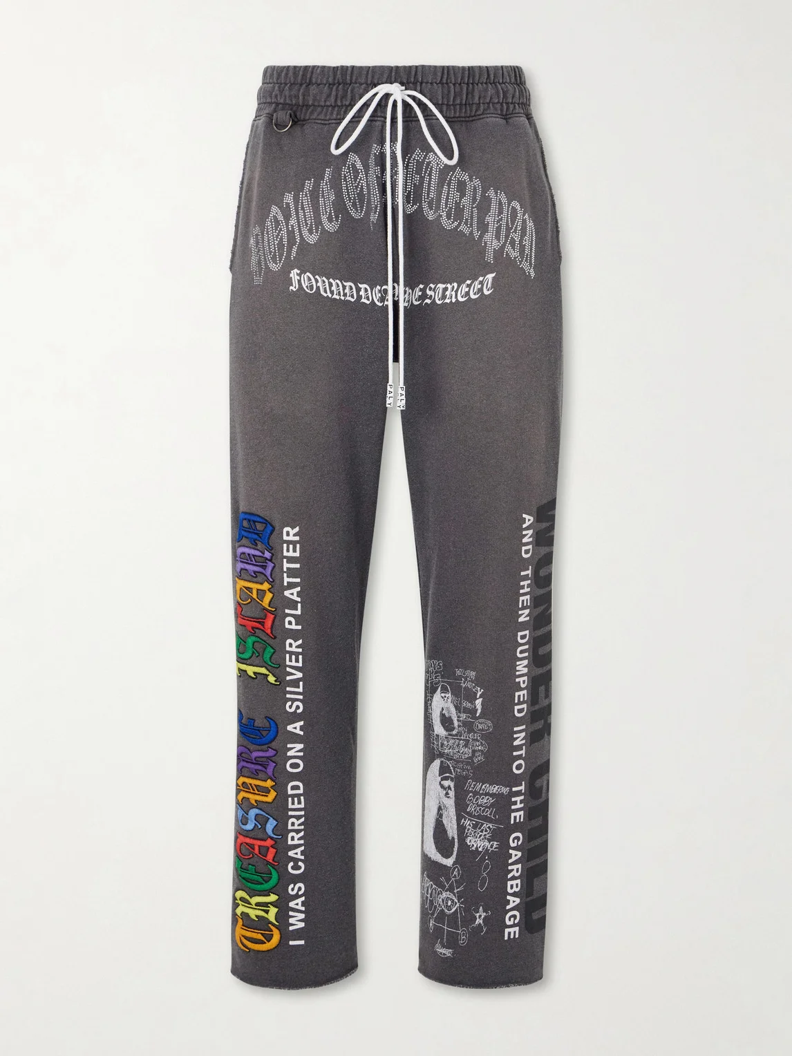 Bobby Driscoll Embellished Printed Cotton-Fleece Sweatpants - 1