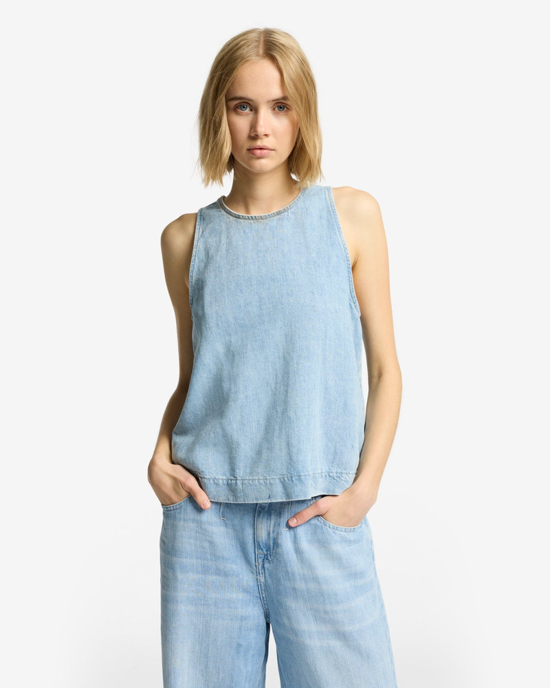7 For All Mankind Indigo Linen Sleeveless Top in Kansas outlook