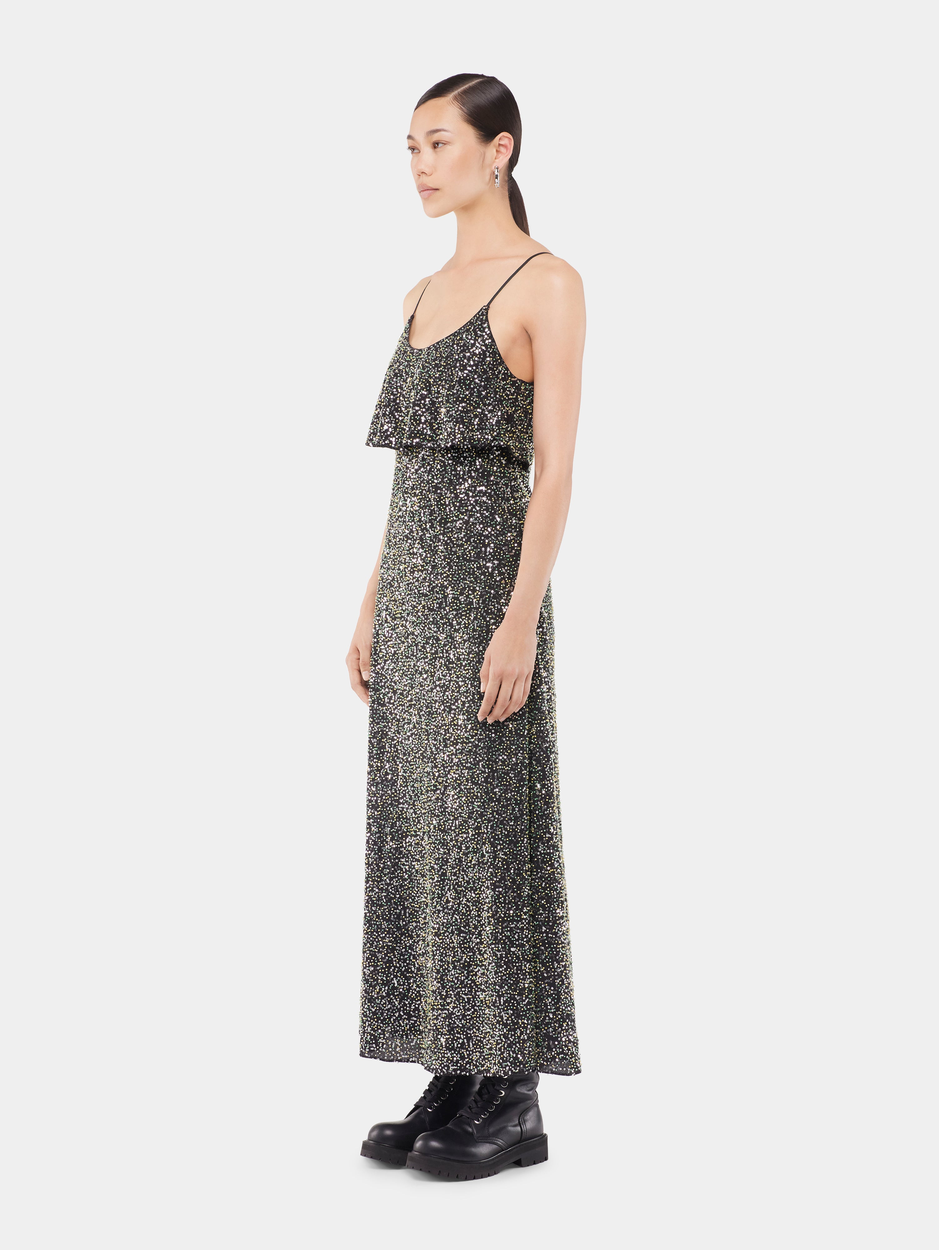 MIDI DRESS IN CREPE WITH SEQUIN EMBROIDERY DETAILS - 2