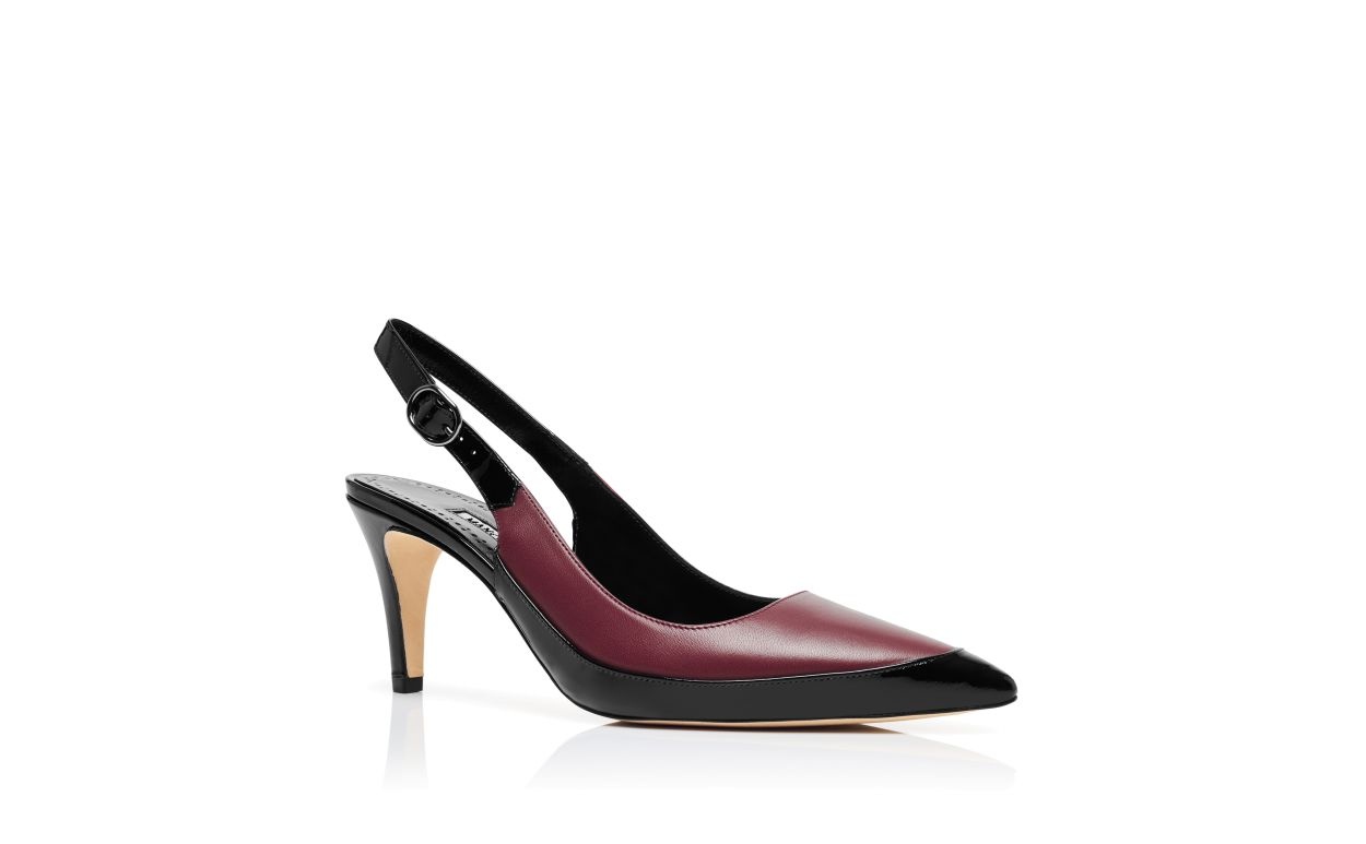 Black and Red Nappa Leather Slingback Pumps - 3