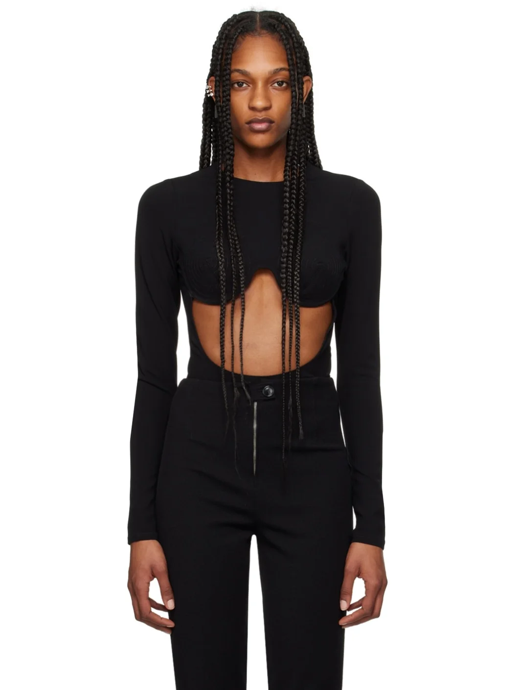 Black Cone Bra Bodysuit - 1