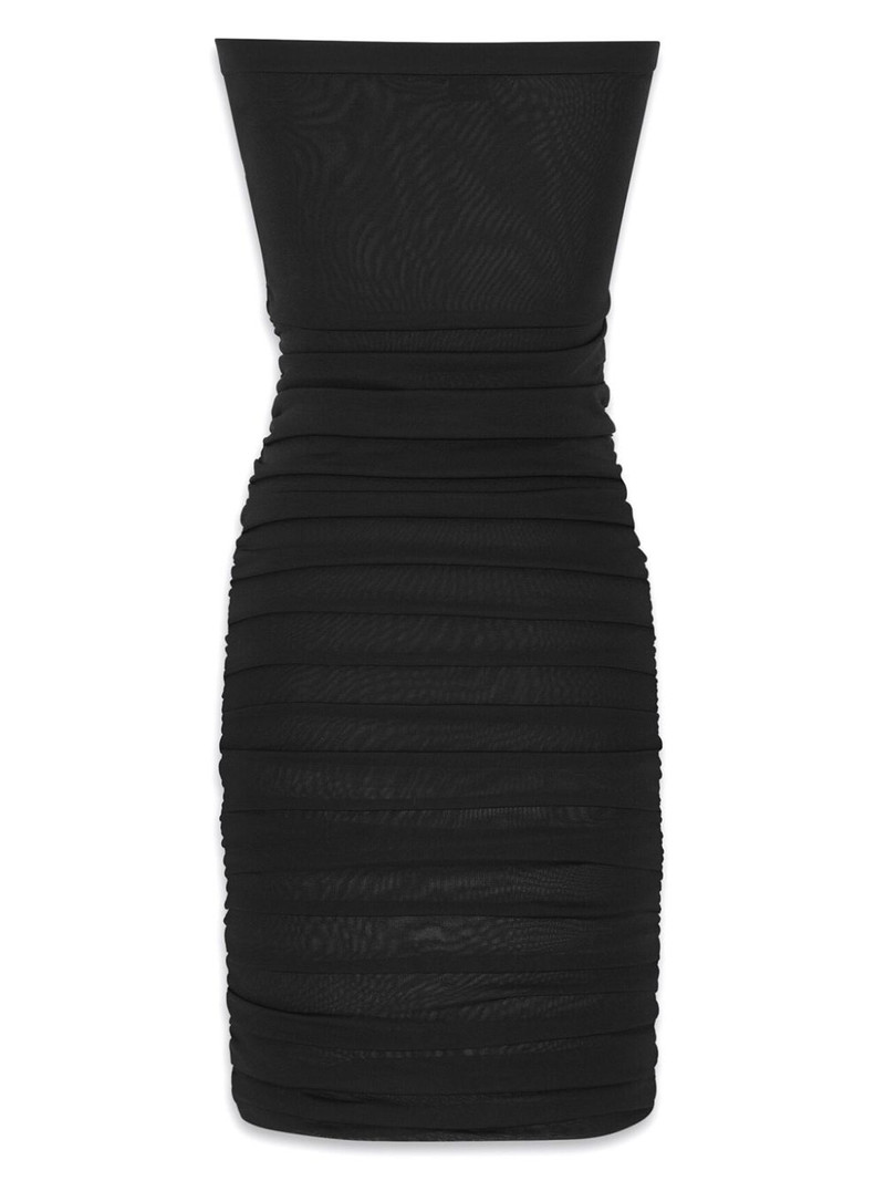 SAINT LAURENT ruched strapless knitted minidress outlook