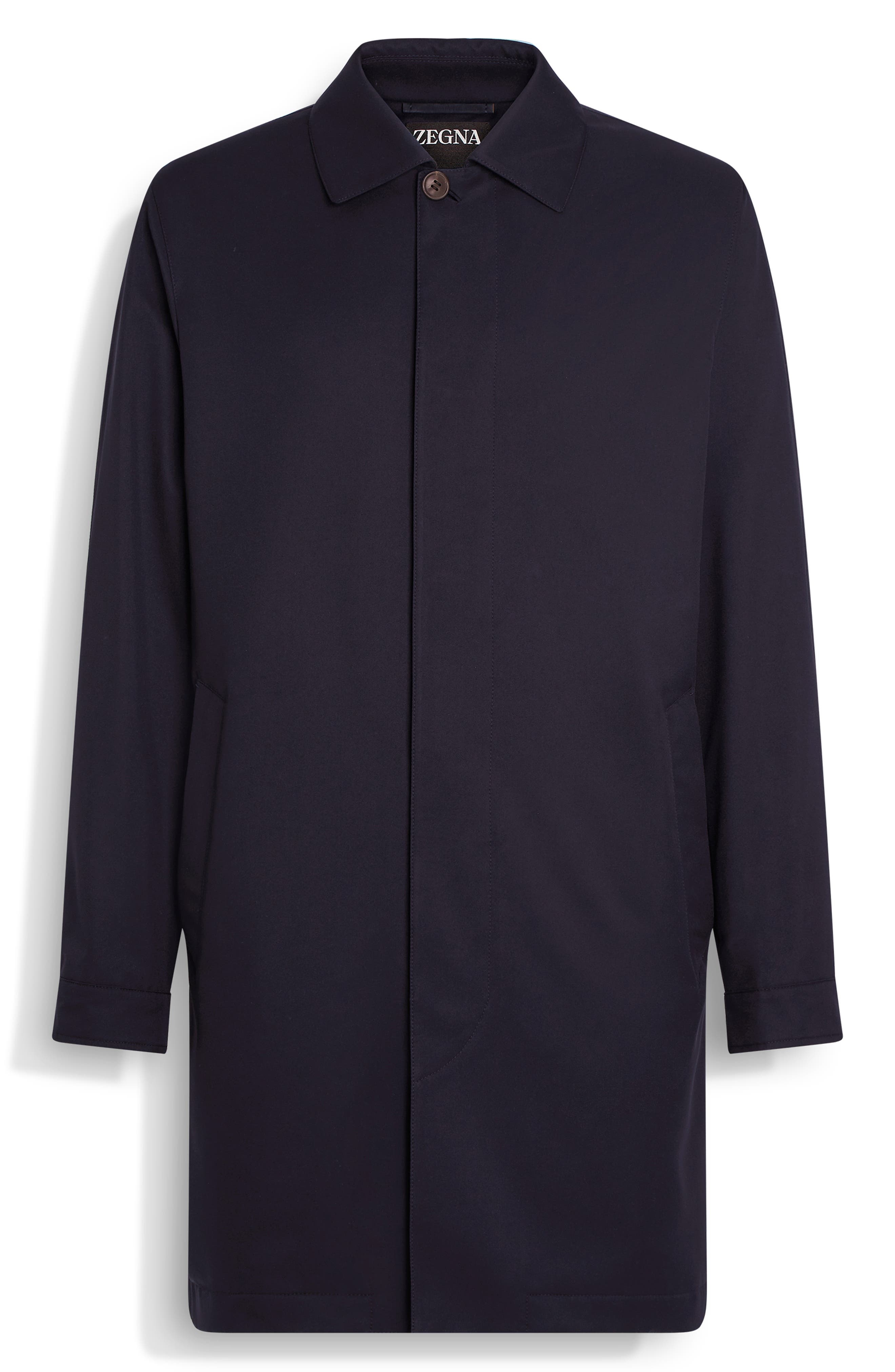 ZEGNA Twill Overcoat in Nvy Solid at Nordstrom - 4