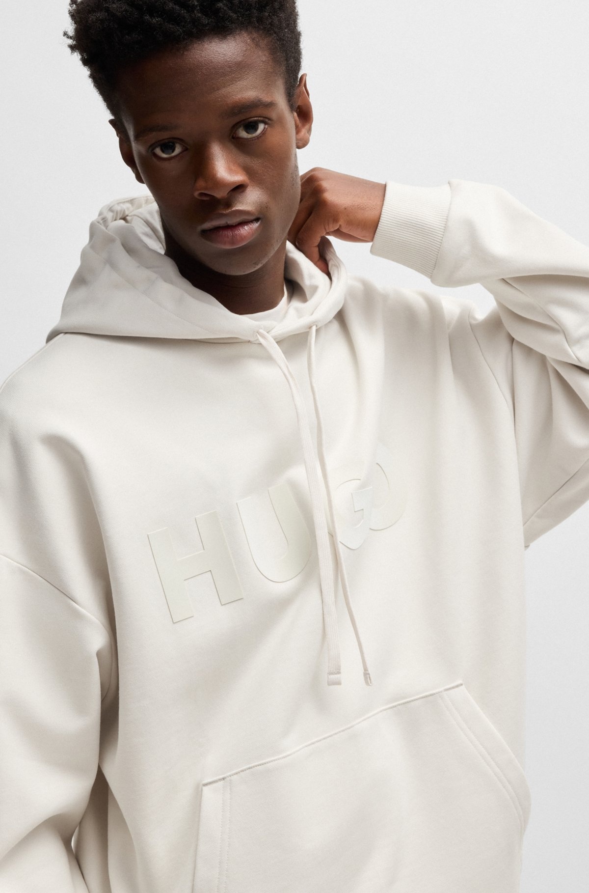 OVERSIZE-FIT HOODIE IN COTTON TERRY WITH TONAL LOGO - 3