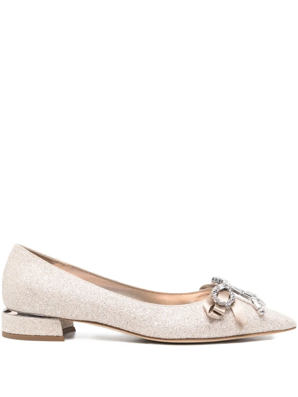 crystal-bow glitter ballet flats - 1