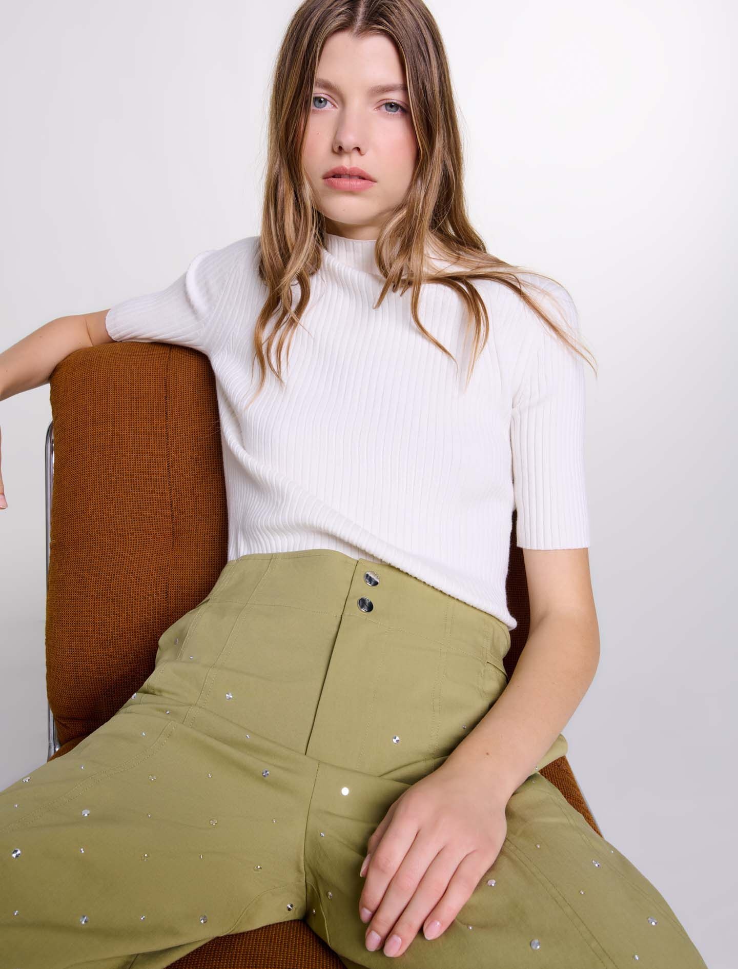 Cotton and silk ribbed top - 8