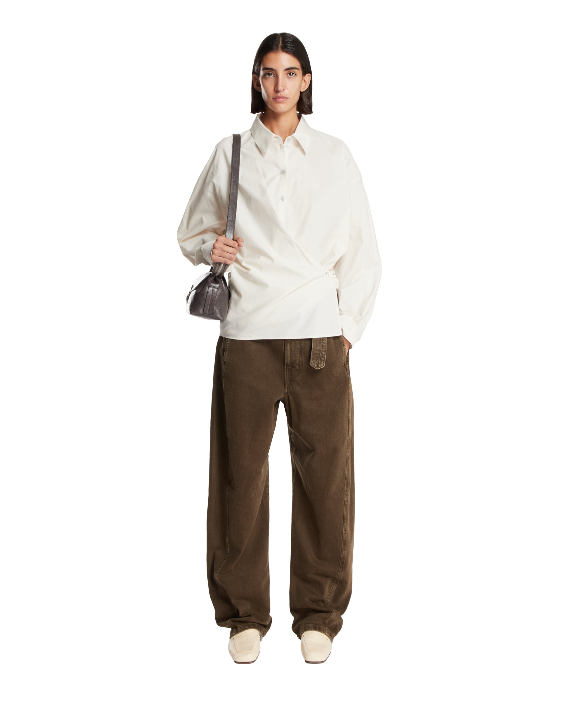 Green Curved Jeans with Belt - 4