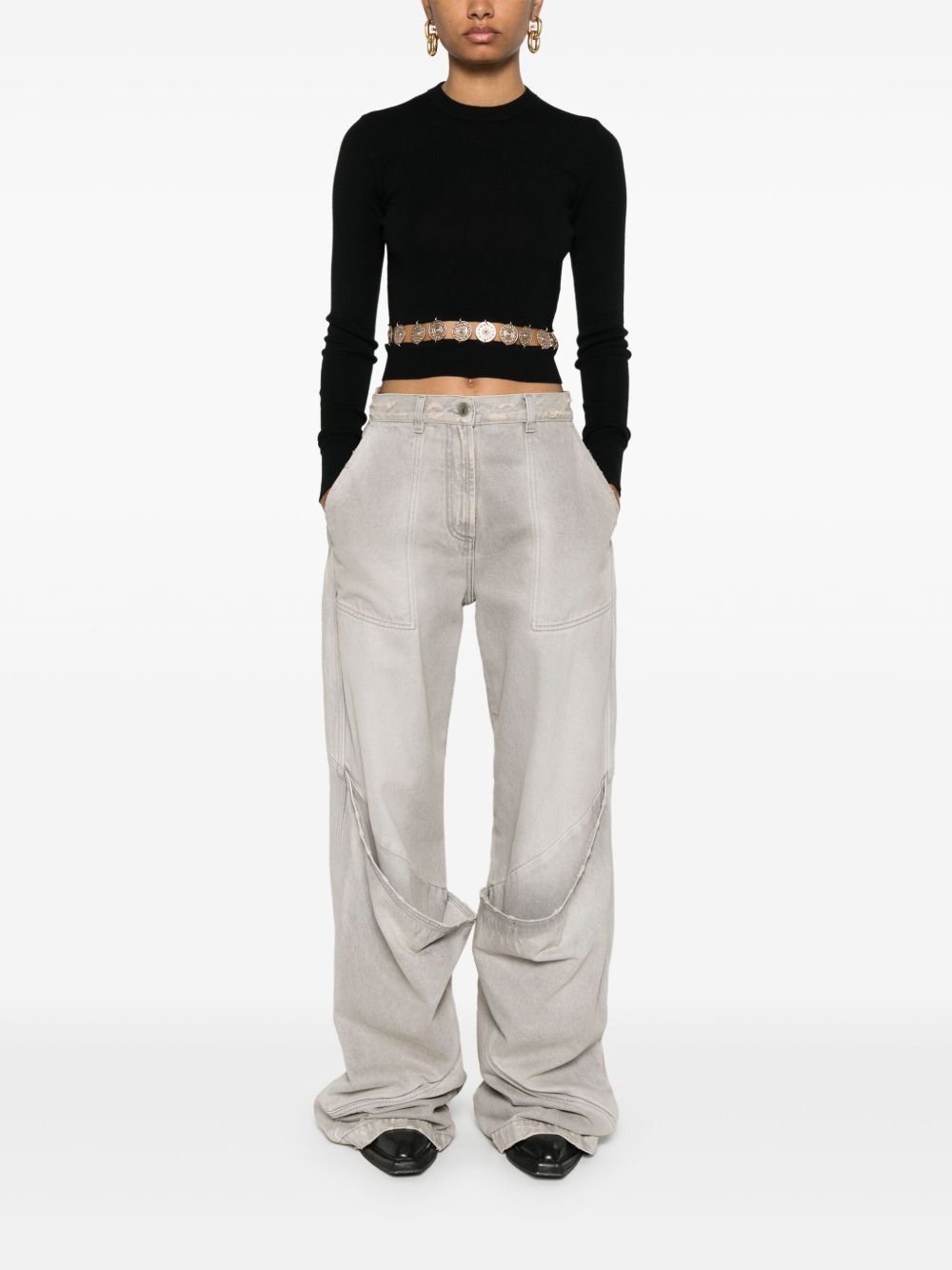 ribbed-knit studded top - 2
