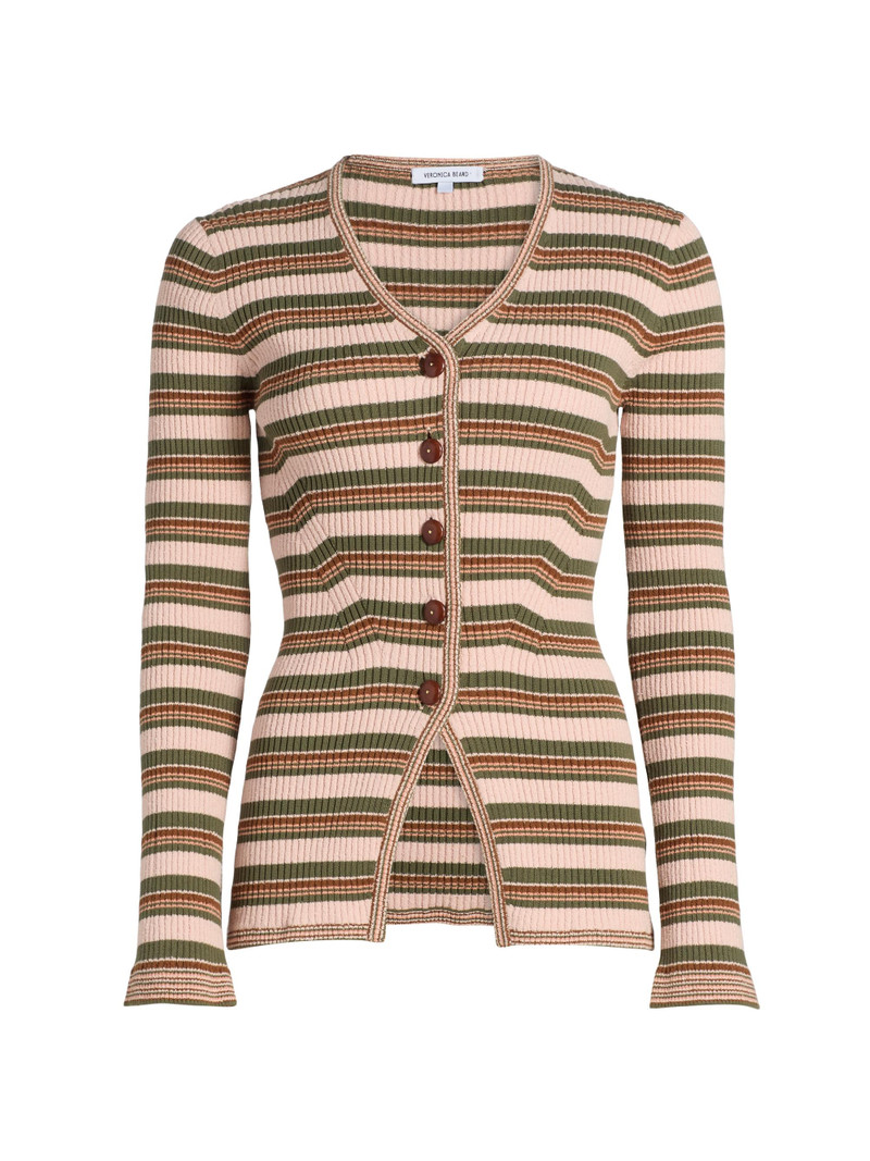 Women's Grazia Stripe Cardigan - Pink Shell Stone Army 1