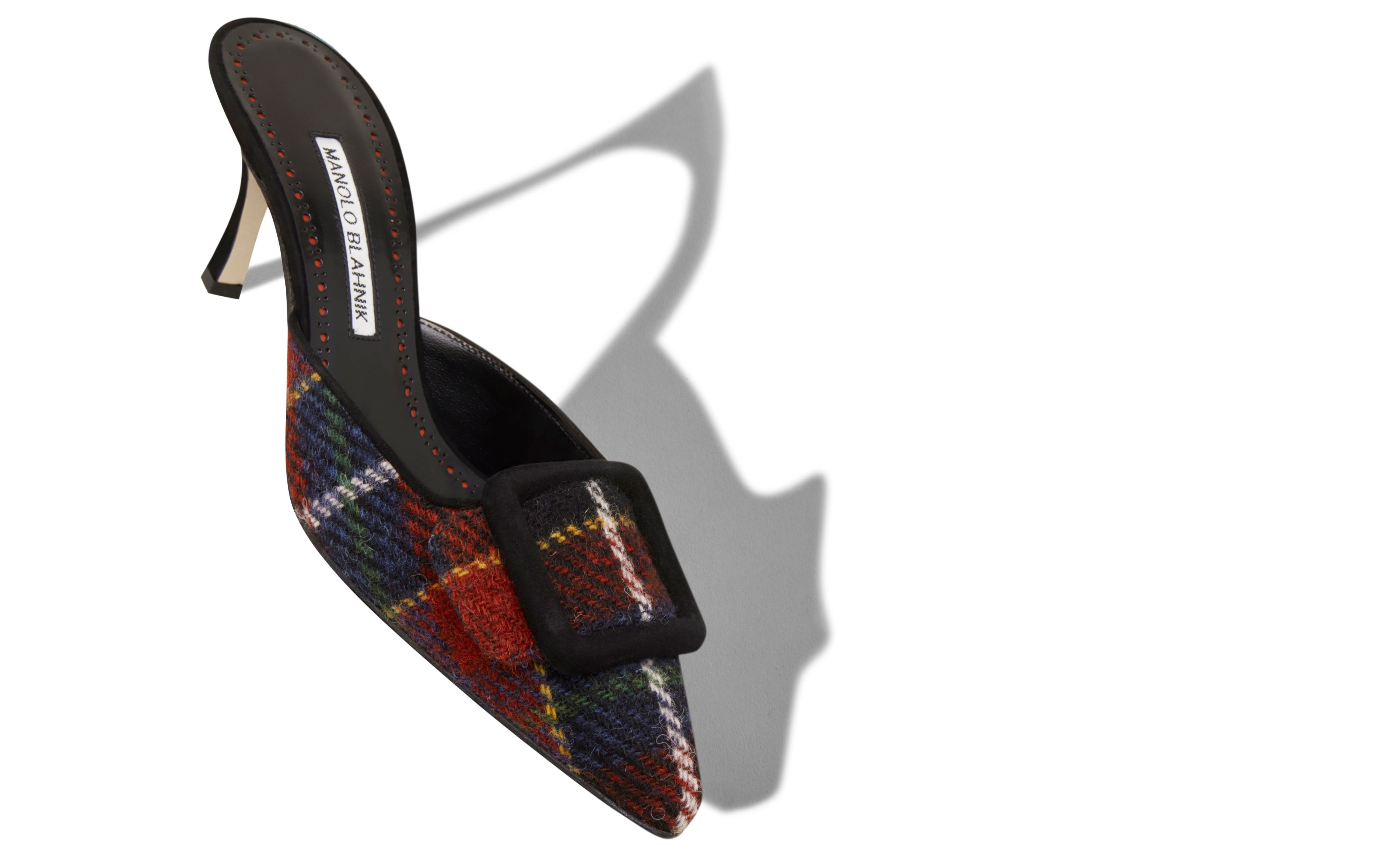 Tartan Wool Buckle Detail Mules - 2